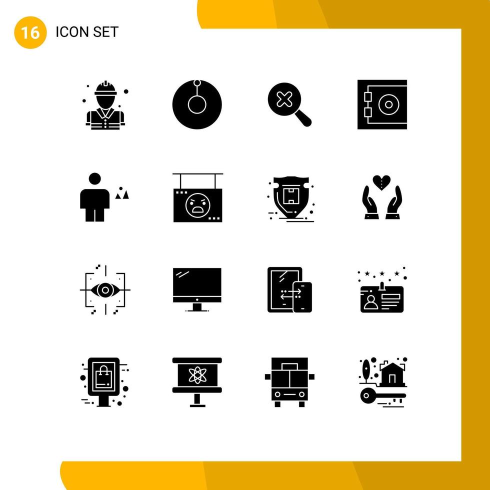 Modern Set of 16 Solid Glyphs and symbols such as board human zoom country avatar Editable Vector Design Elements