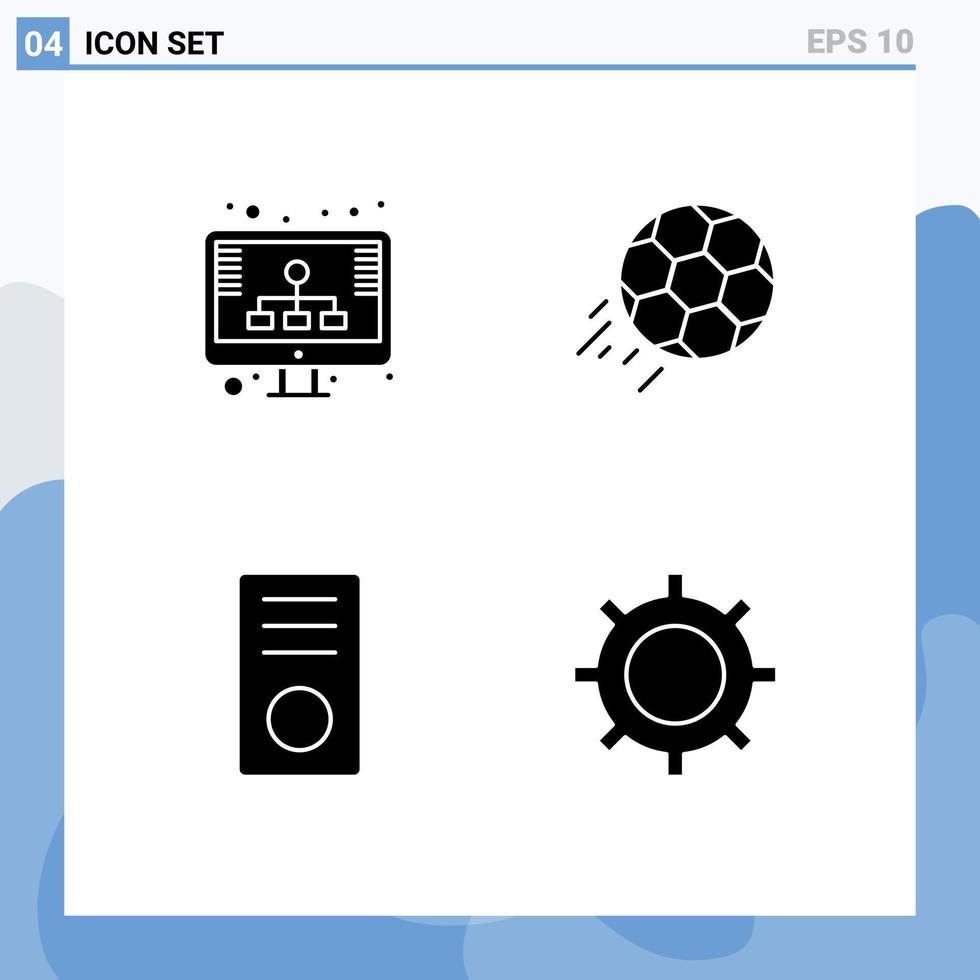 paquete de iconos de vector de stock de 4 signos y símbolos de línea para dispositivos de bola de almacenamiento de computadoras de diagrama elementos de diseño de vector editables