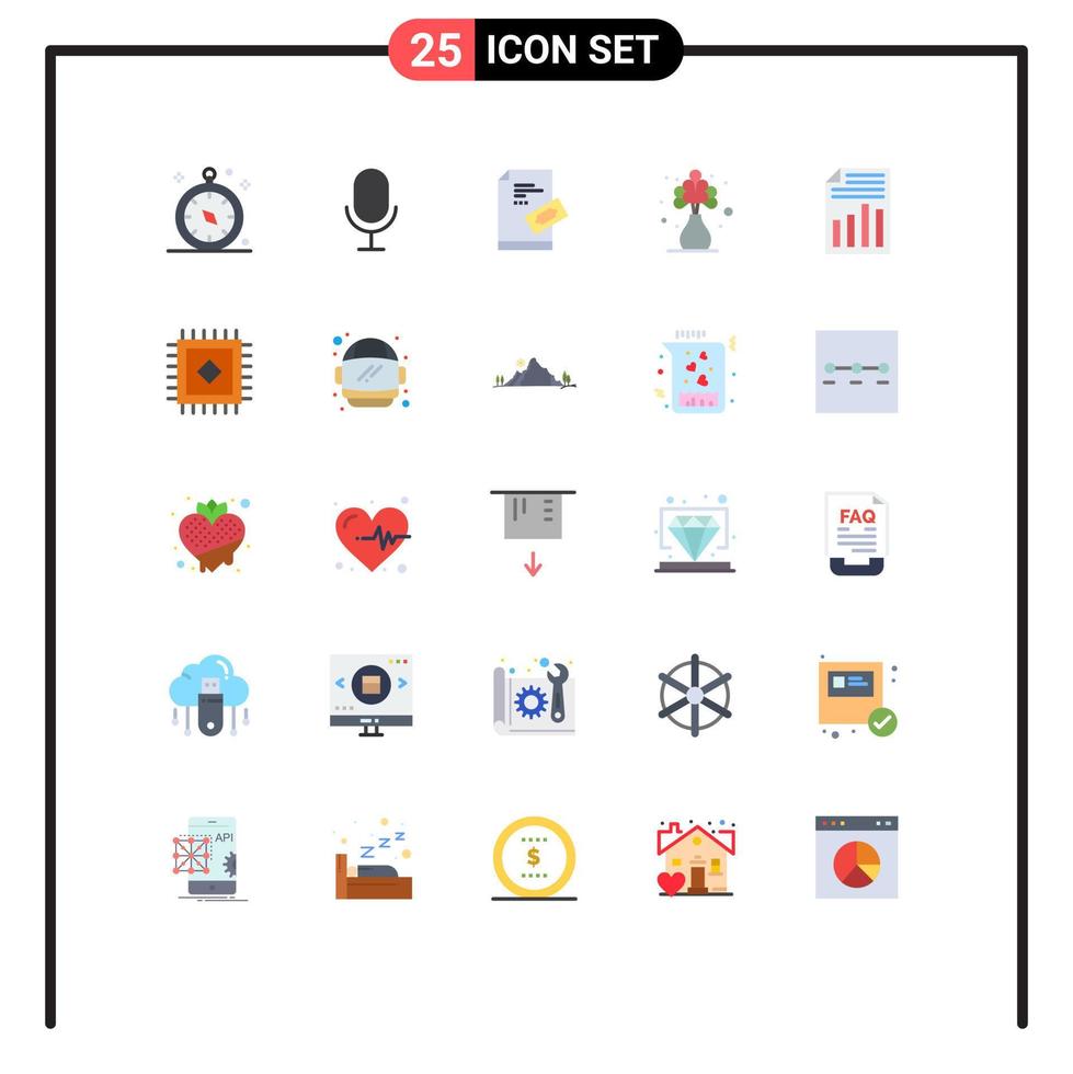 grupo de símbolos de iconos universales de 25 colores planos modernos de elementos de diseño vectorial editables para el hogar de la planta de boletos de flores de archivo vector