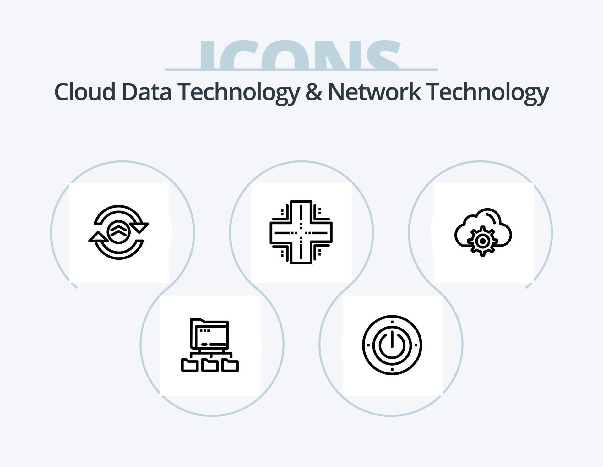 Cloud Data Technology And Network Technology Line Icon Pack 5 Icon ...