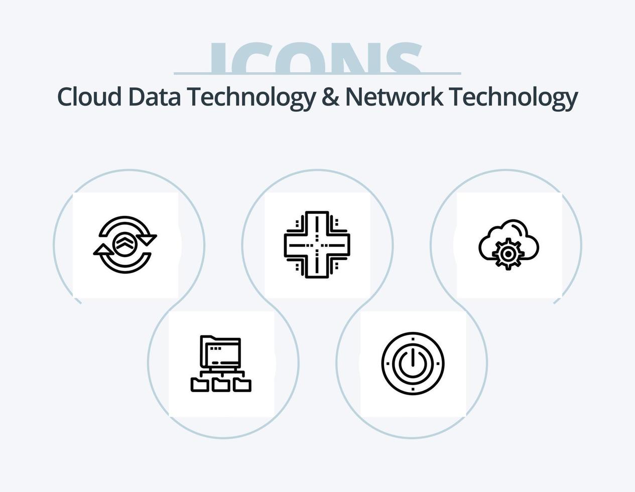 Cloud Data Technology And Network Technology Line Icon Pack 5 Icon Design. folder . computing. computing. browser. computing vector
