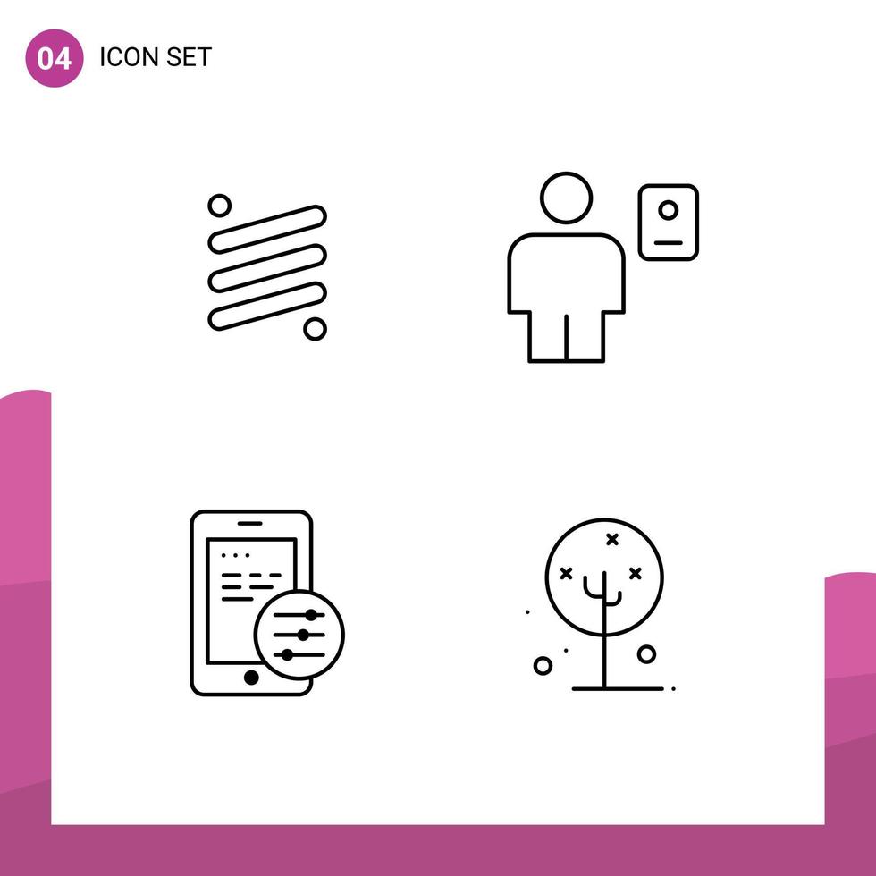 Set of 4 Modern UI Icons Symbols Signs for rise profile currency body mobile Editable Vector Design Elements