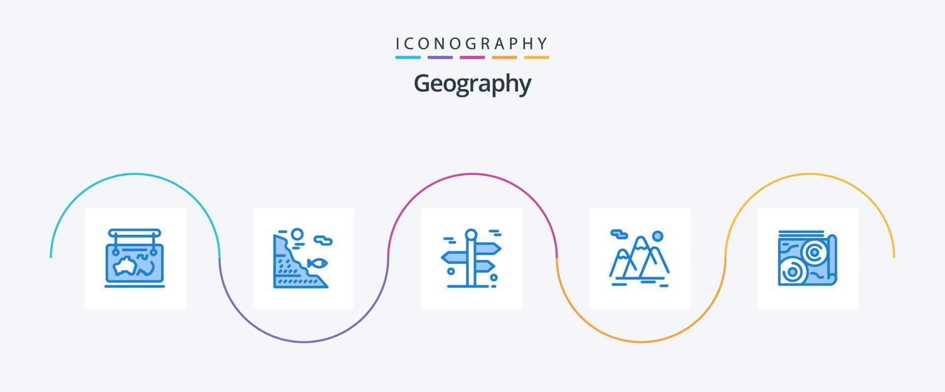 Geo Graphy Blue 5 Icon Pack Including travel. mountains. rock. trip. travel vector