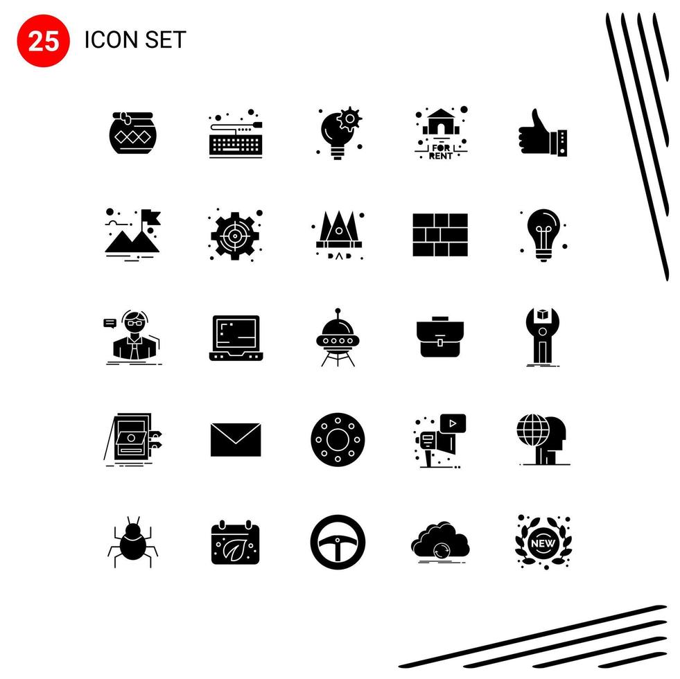 Set of 25 Modern UI Icons Symbols Signs for like real keypad for gear Editable Vector Design Elements