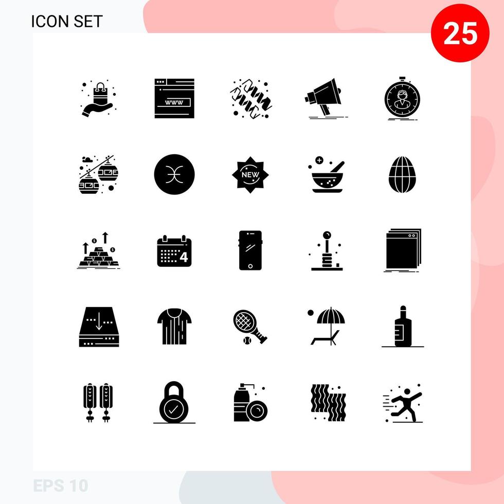 Editable Vector Line Pack of 25 Simple Solid Glyphs of megaphone marketing www digital vitamin Editable Vector Design Elements
