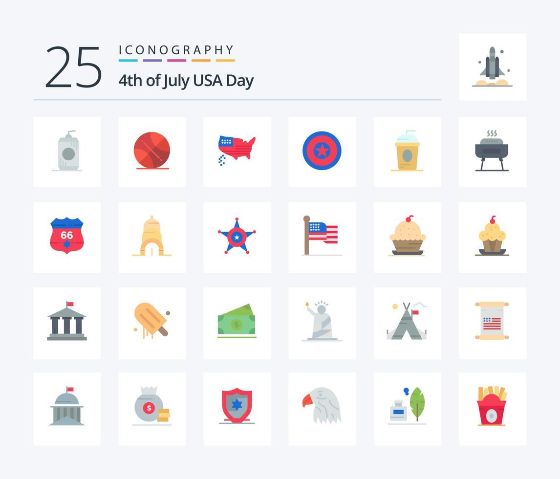 Usa 25 Flat Color icon pack including cole. medal. american. independence day. holiday vector