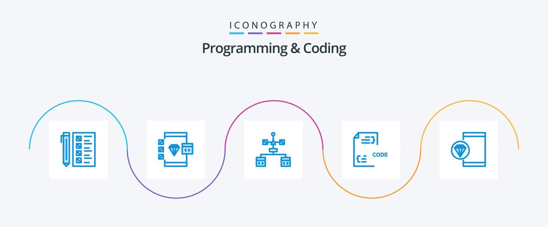 Programming And Coding Blue 5 Icon Pack Including develop. app. develop. document. develop vector