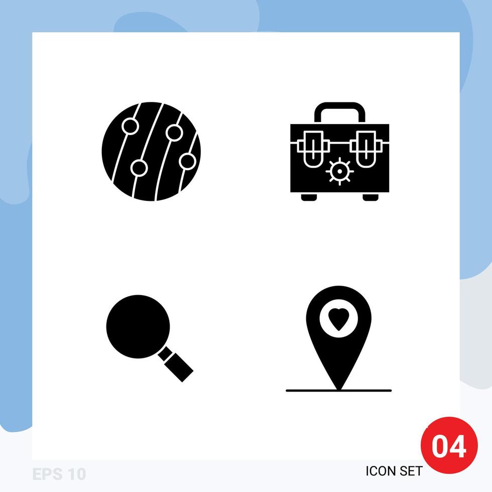 4 Universal Solid Glyph Signs Symbols of dandruff look scalp disease construction search Editable Vector Design Elements