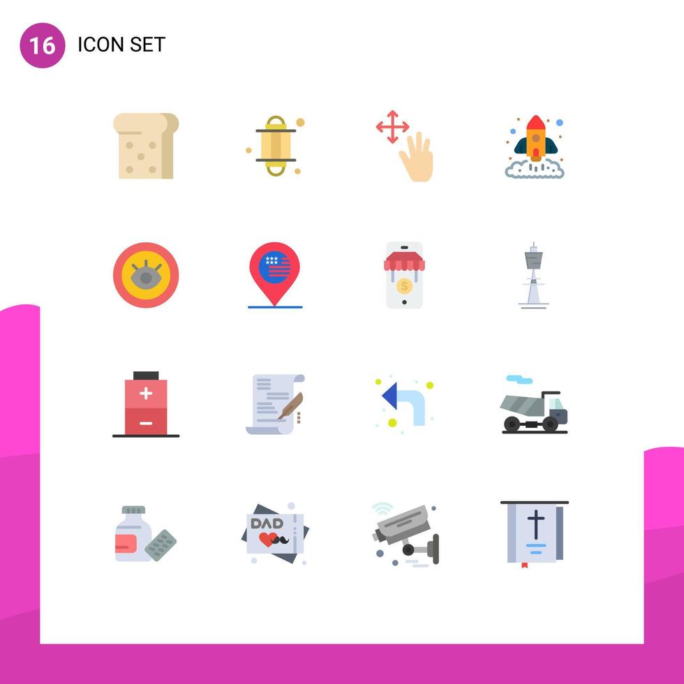 Set of 16 Vector Flat Colors on Grid for support eye gestures startup marketing Editable Pack of Creative Vector Design Elements