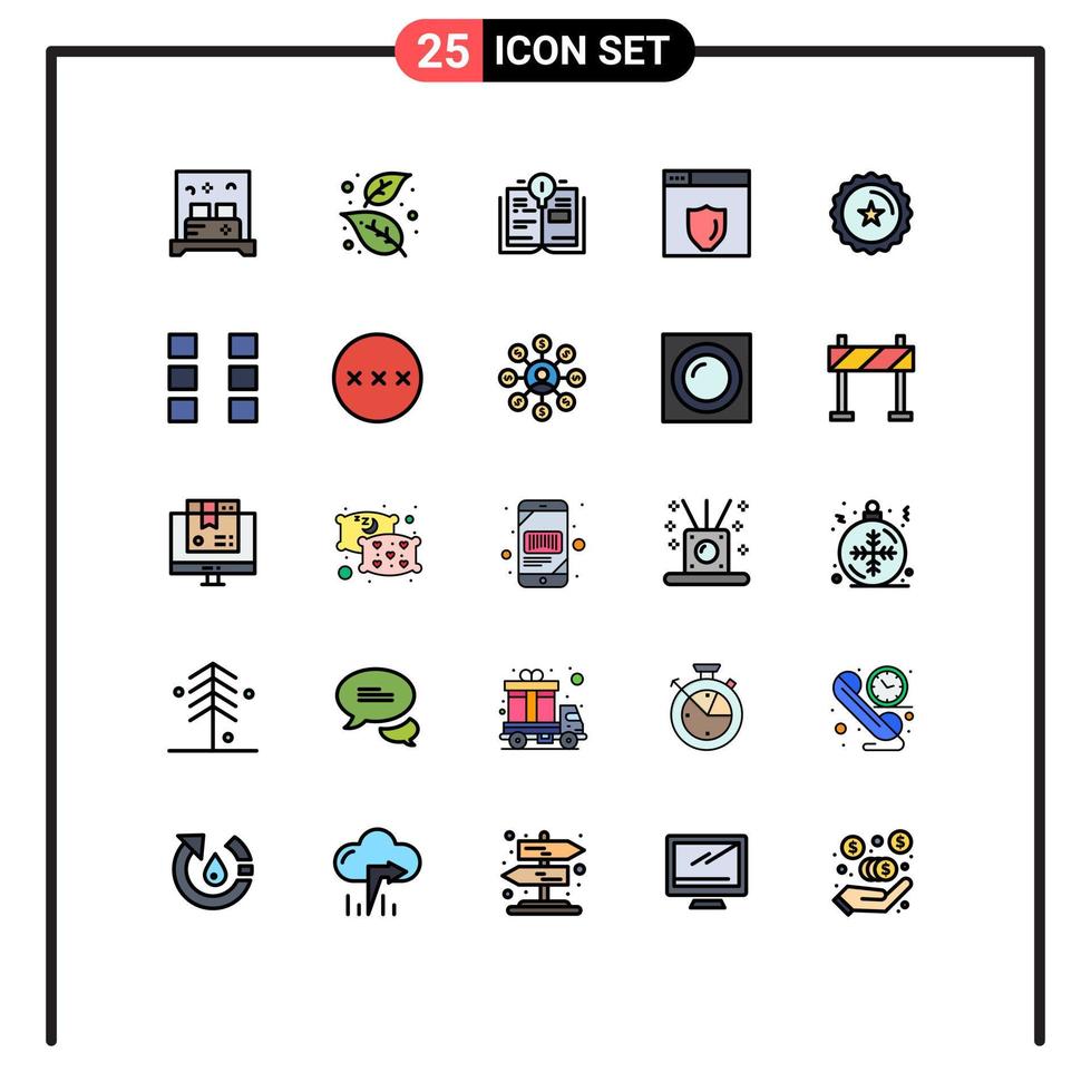 Universal Icon Symbols Group of 25 Modern Filled line Flat Colors of ecommerce badge tree shield web server Editable Vector Design Elements