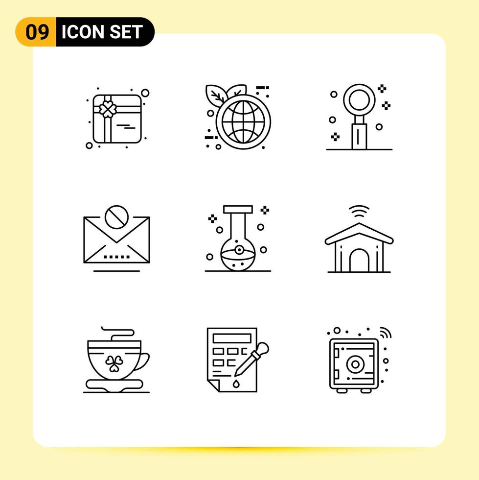 9 Creative Icons Modern Signs and Symbols of chemical ball lifestyle message information Editable Vector Design Elements