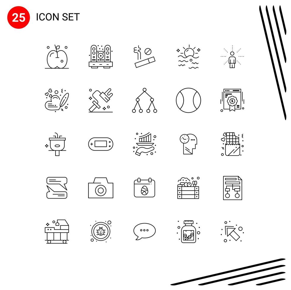 grupo universal de símbolos de icono de 25 líneas modernas de sentir amanecer sin sol cielo elementos de diseño vectorial editables vector