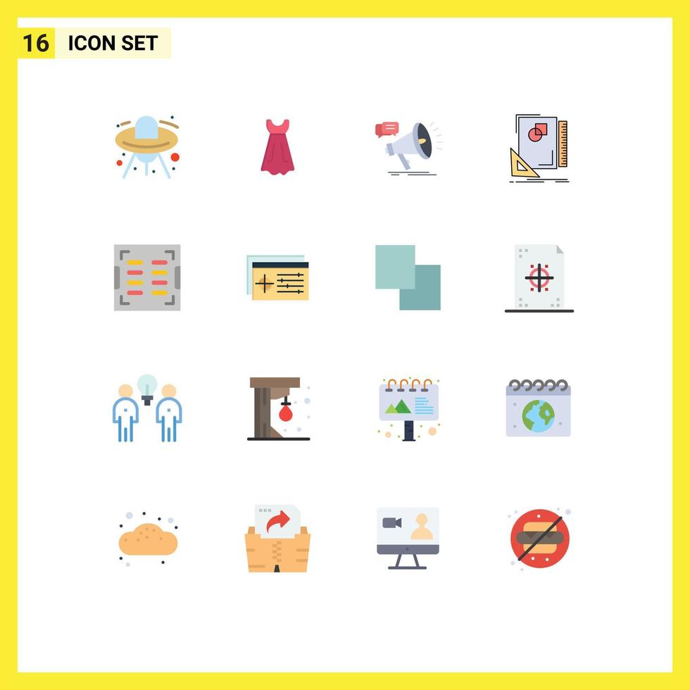 User Interface Pack of 16 Basic Flat Colors of bathroom sketch megaphone page design Editable Pack of Creative Vector Design Elements