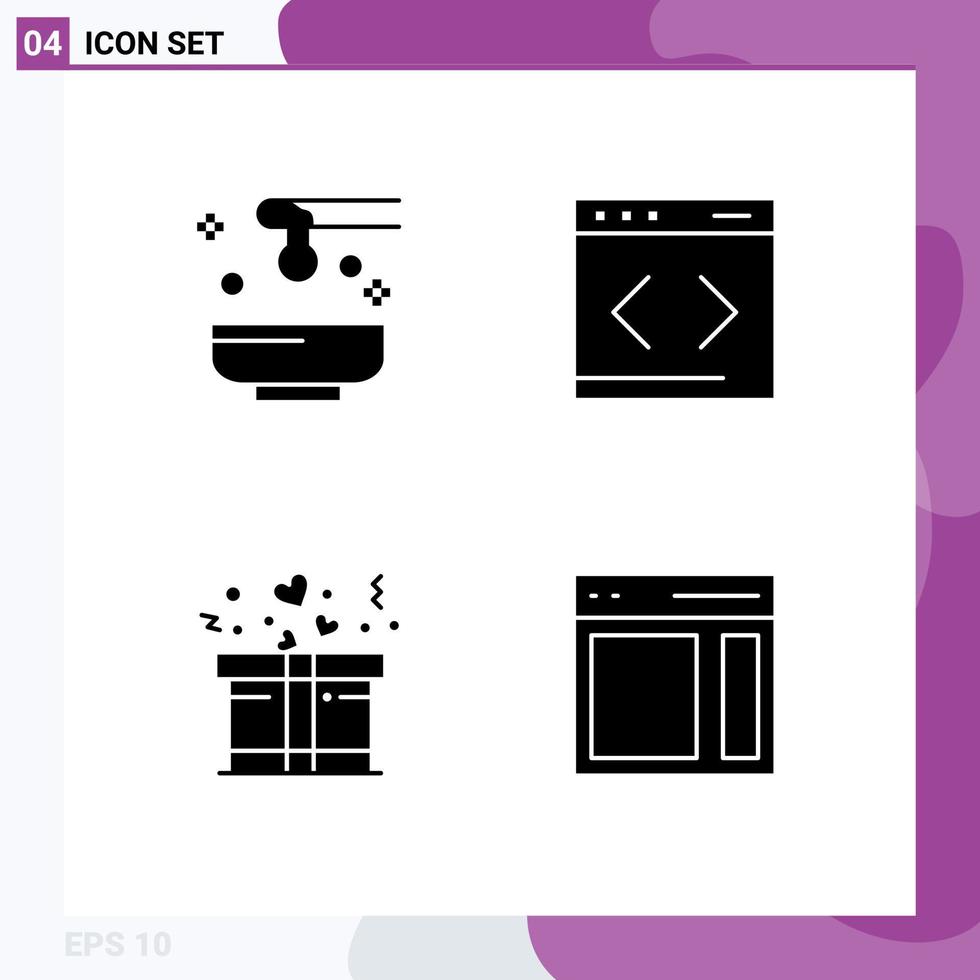 4 User Interface Solid Glyph Pack of modern Signs and Symbols of beauty gift spa management present Editable Vector Design Elements