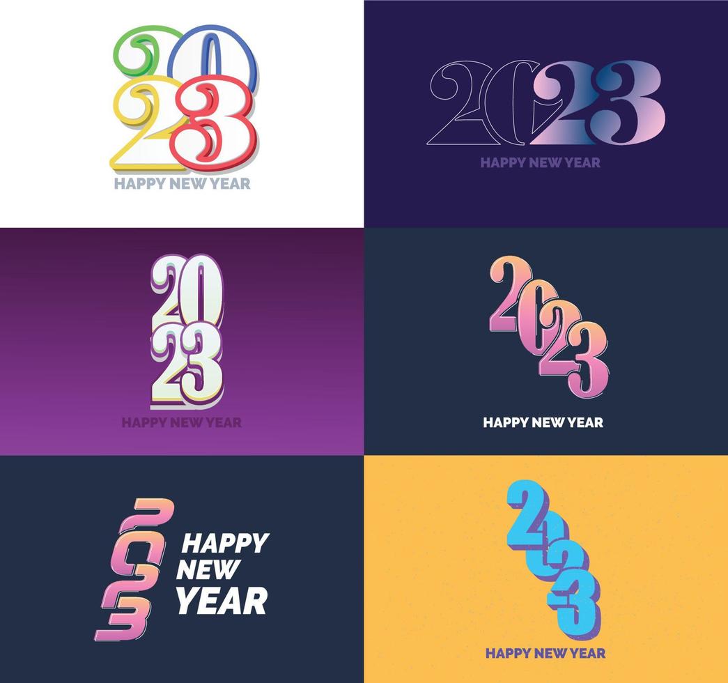 Big Collection of 2023 Happy New Year symbols Cover of business diary for 2023 with wishes vector