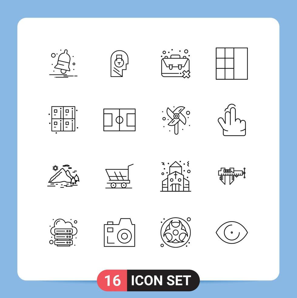 Set of 16 Commercial Outlines pack for calculate wireframe user grid problem Editable Vector Design Elements