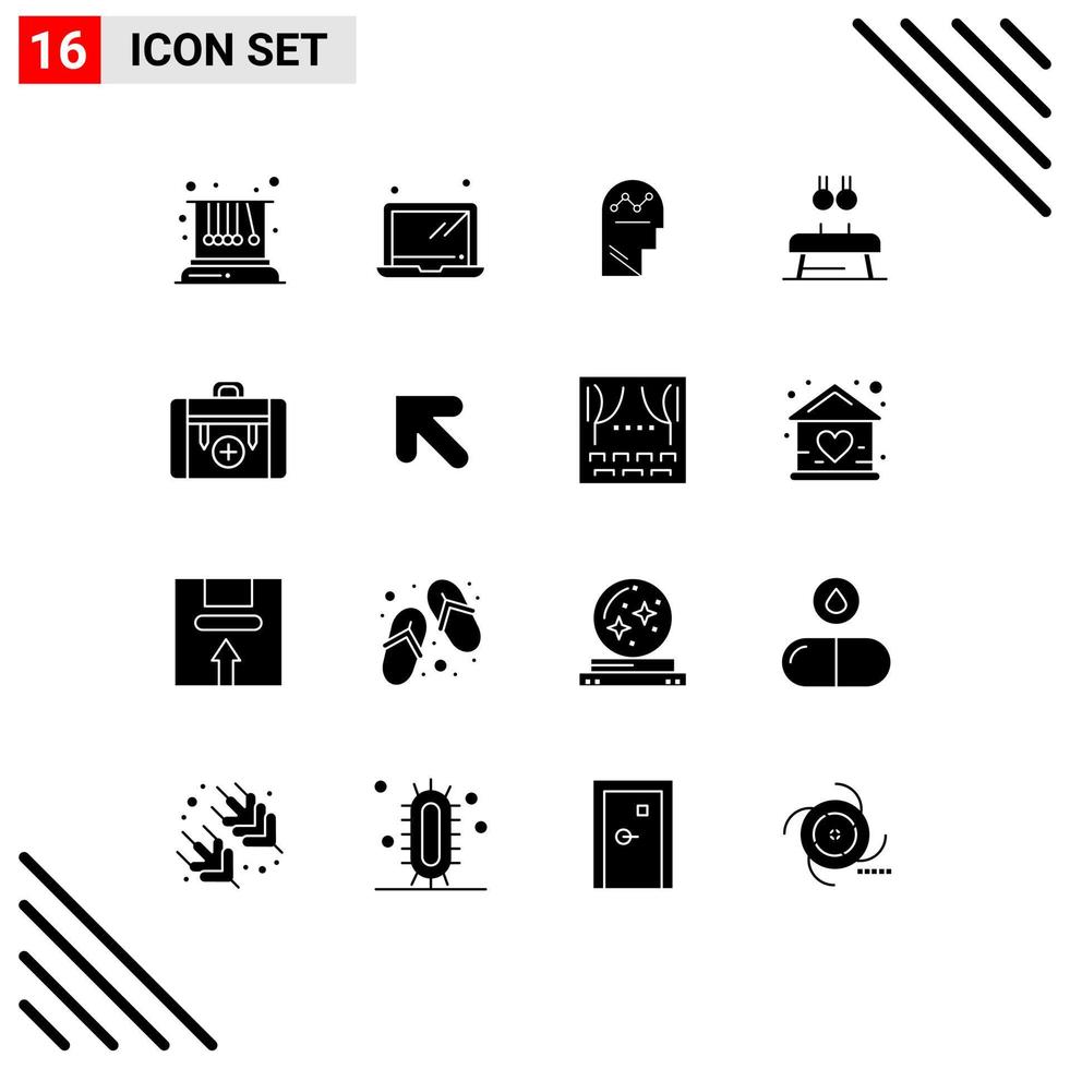conjunto de 16 iconos de interfaz de usuario modernos símbolos signos para anillos de bolsa proceso ejercicio gimnástico elementos de diseño vectorial editables vector