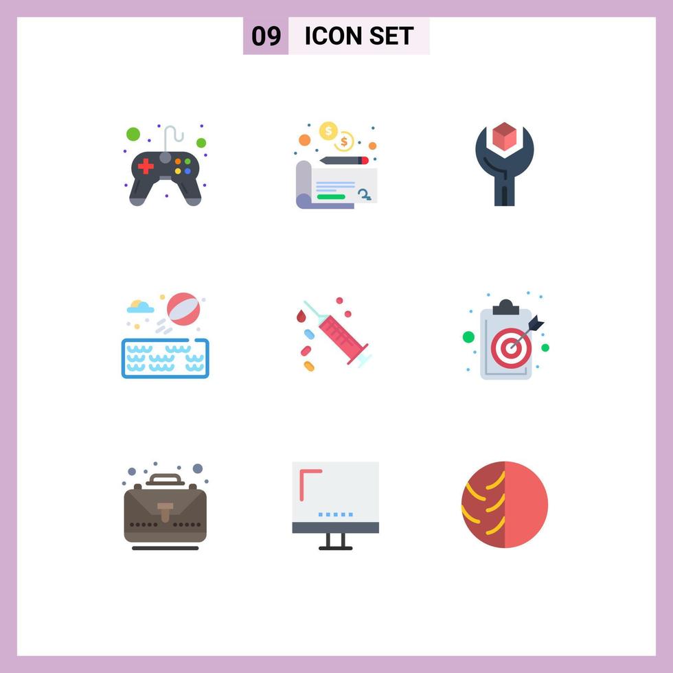 9 Creative Icons Modern Signs and Symbols of vaccine injection develop park beach ball Editable Vector Design Elements