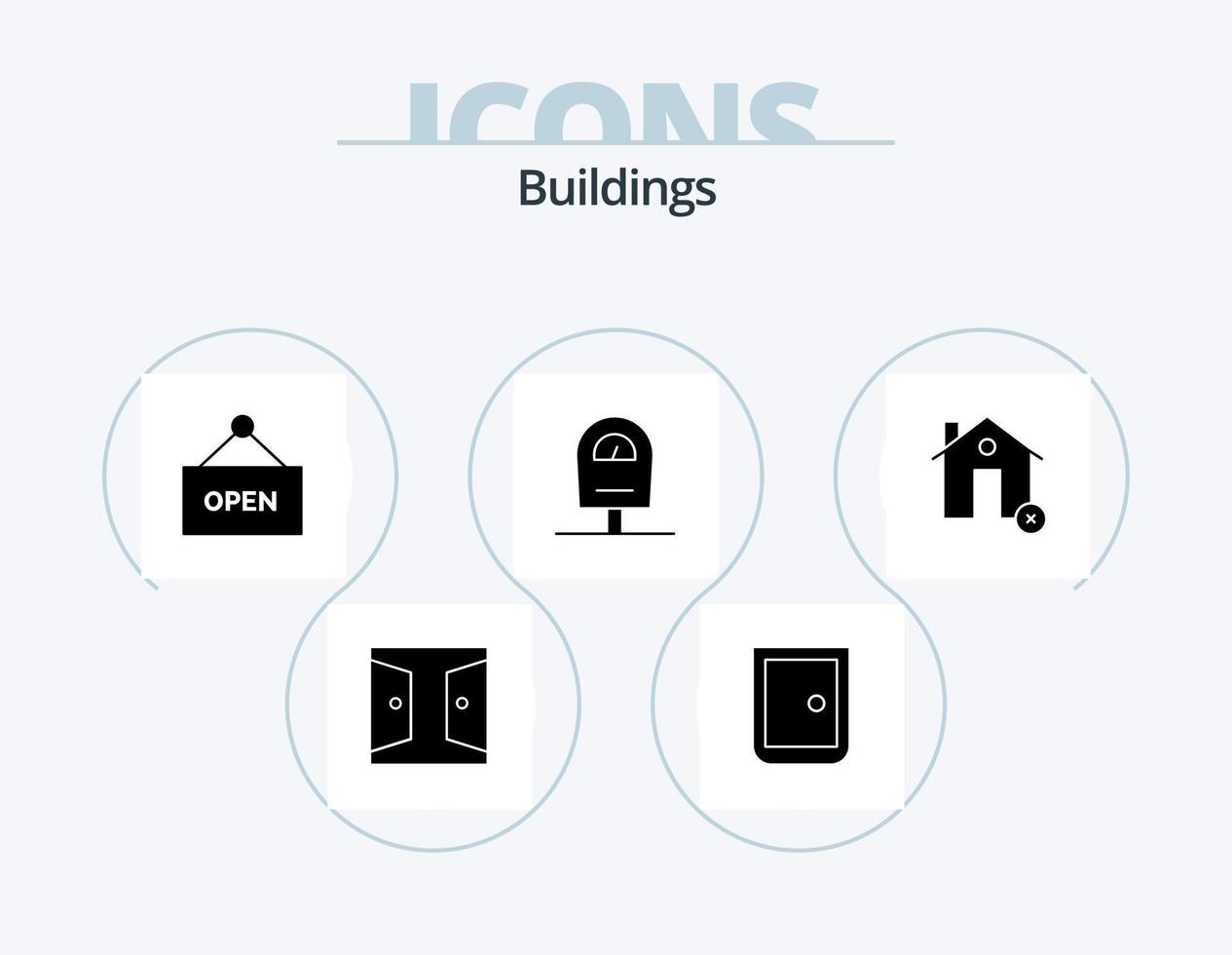 Buildings Glyph Icon Pack 5 Icon Design. . house. machine. estate. cancel vector