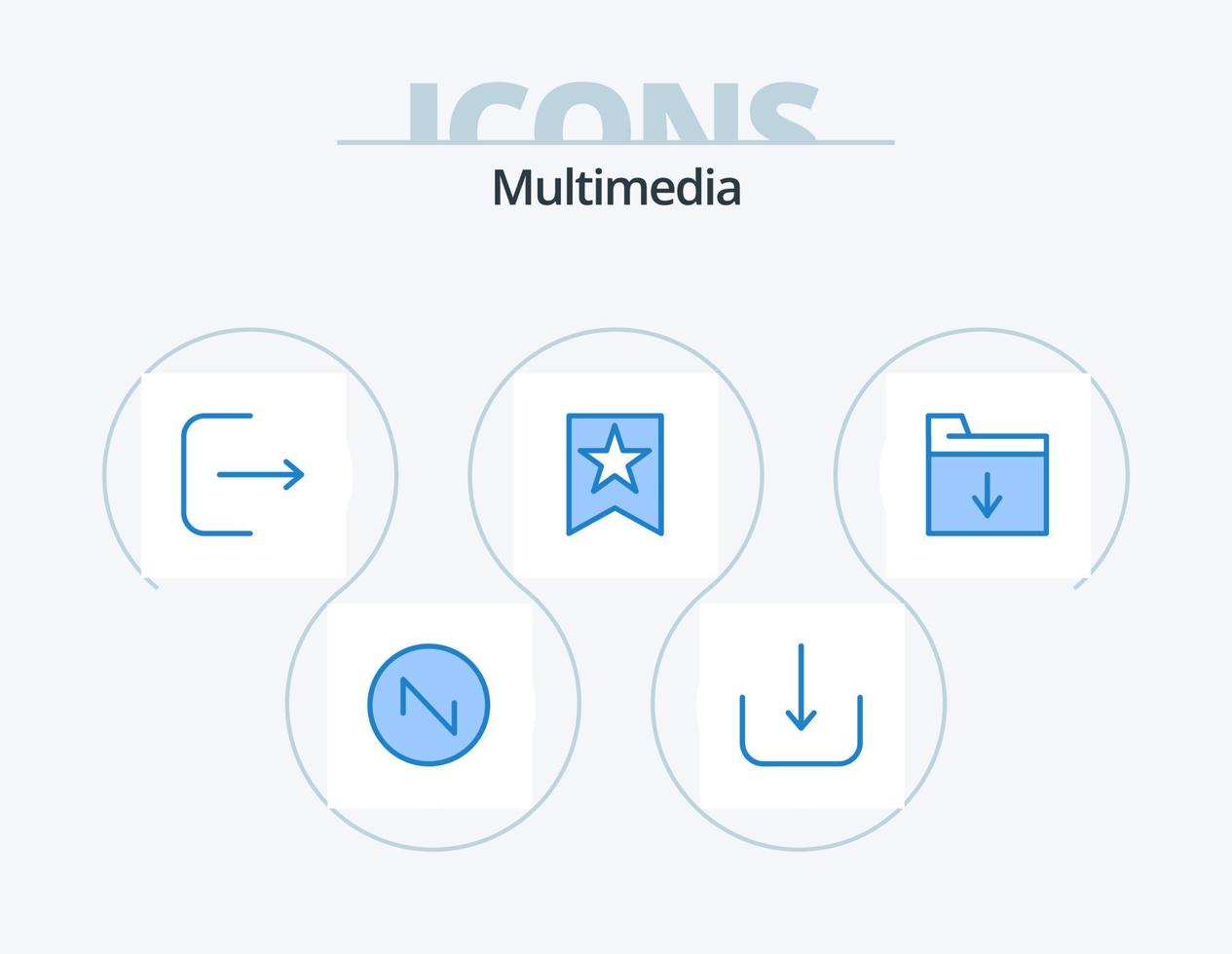 paquete de iconos azul multimedia 5 diseño de iconos. . . ui insertar. documento vector