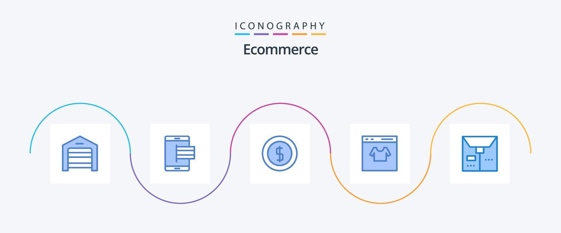 paquete de iconos azul 5 de comercio electrónico que incluye compras. en línea. pagar. crédito. dinero vector