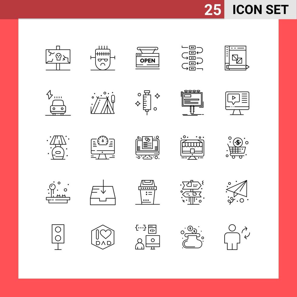 Set of 25 Vector Lines on Grid for coding note mask music web Editable Vector Design Elements