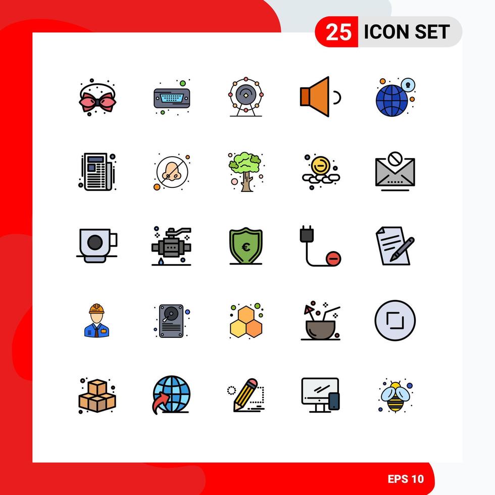 25 Creative Icons Modern Signs and Symbols of lock volume hard speaker hotel Editable Vector Design Elements