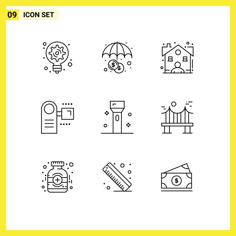 Outline Pack of 9 Universal Symbols of electronics equipment estate electronic devices Editable Vector Design Elements