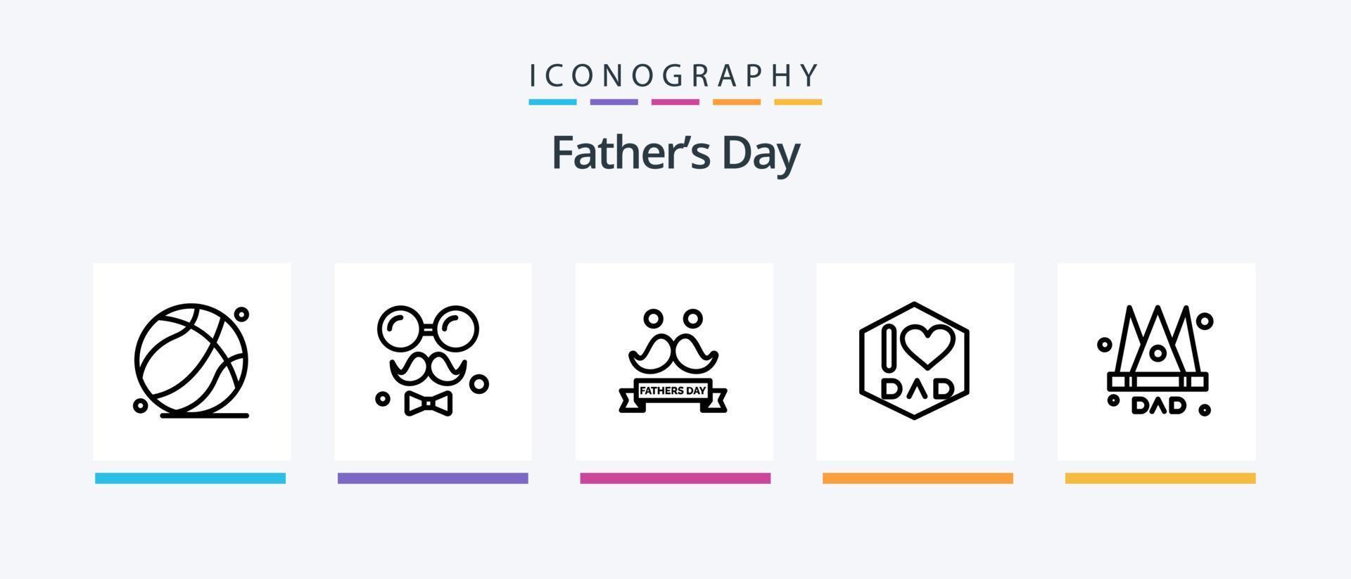 paquete de iconos de la línea 5 del día del padre, incluido el día del padre. fecha. amar. calendario. dia del padre. diseño de iconos creativos vector