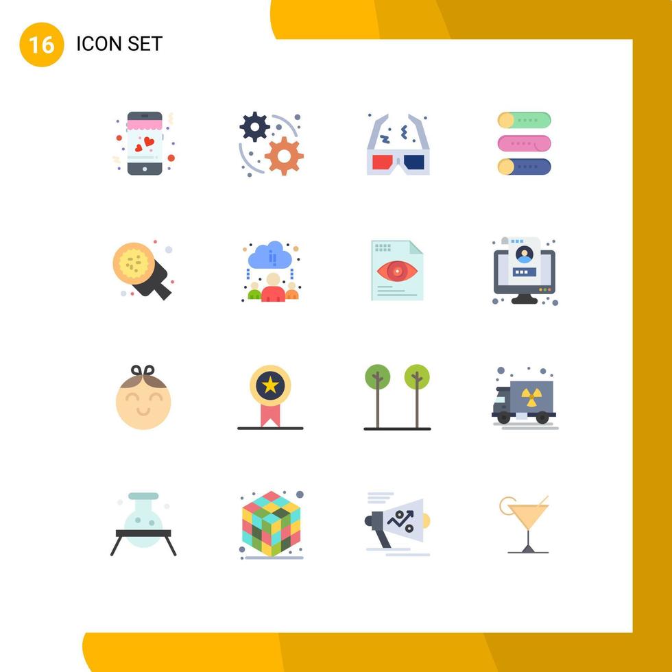 16 Flat Color concept for Websites Mobile and Apps pizza food film baking switch Editable Pack of Creative Vector Design Elements