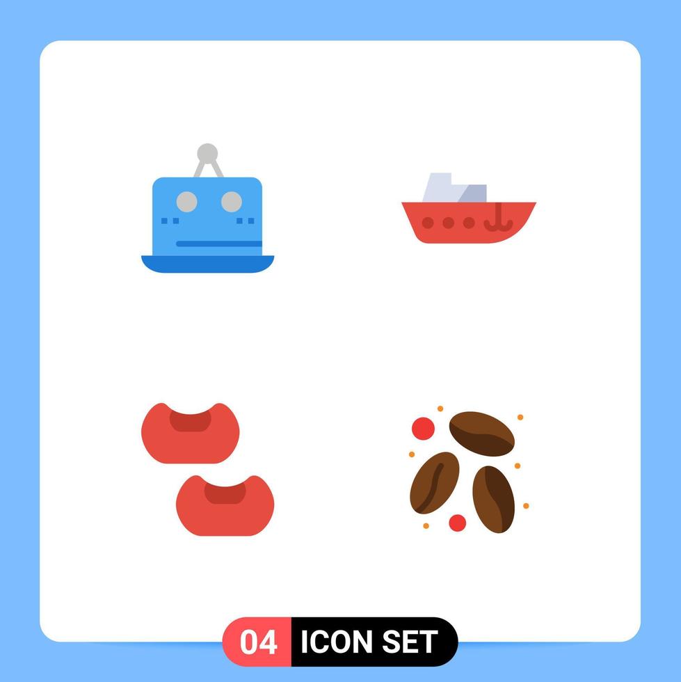 Universal Icon Symbols Group of 4 Modern Flat Icons of cross bean measurement speed caffeine Editable Vector Design Elements