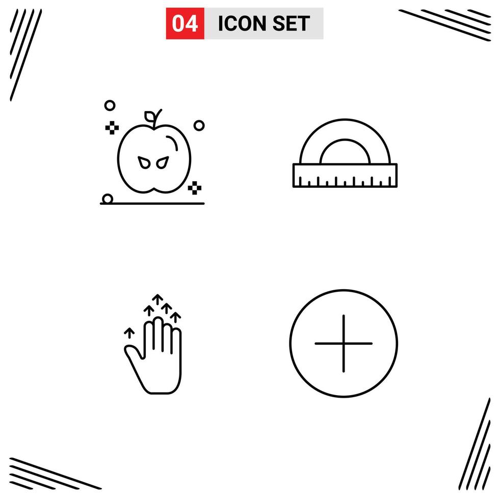 4 Creative Icons Modern Signs and Symbols of holiday hand arrow angle ruler add Editable Vector Design Elements