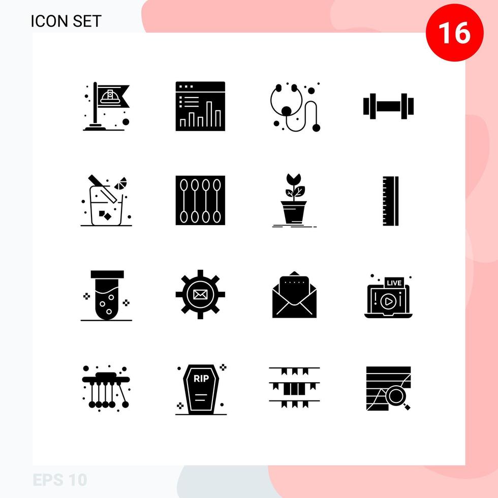 16 iconos creativos signos y símbolos modernos de control de peso de alimentos entrenamiento gimnasio elementos de diseño vectorial editables vector
