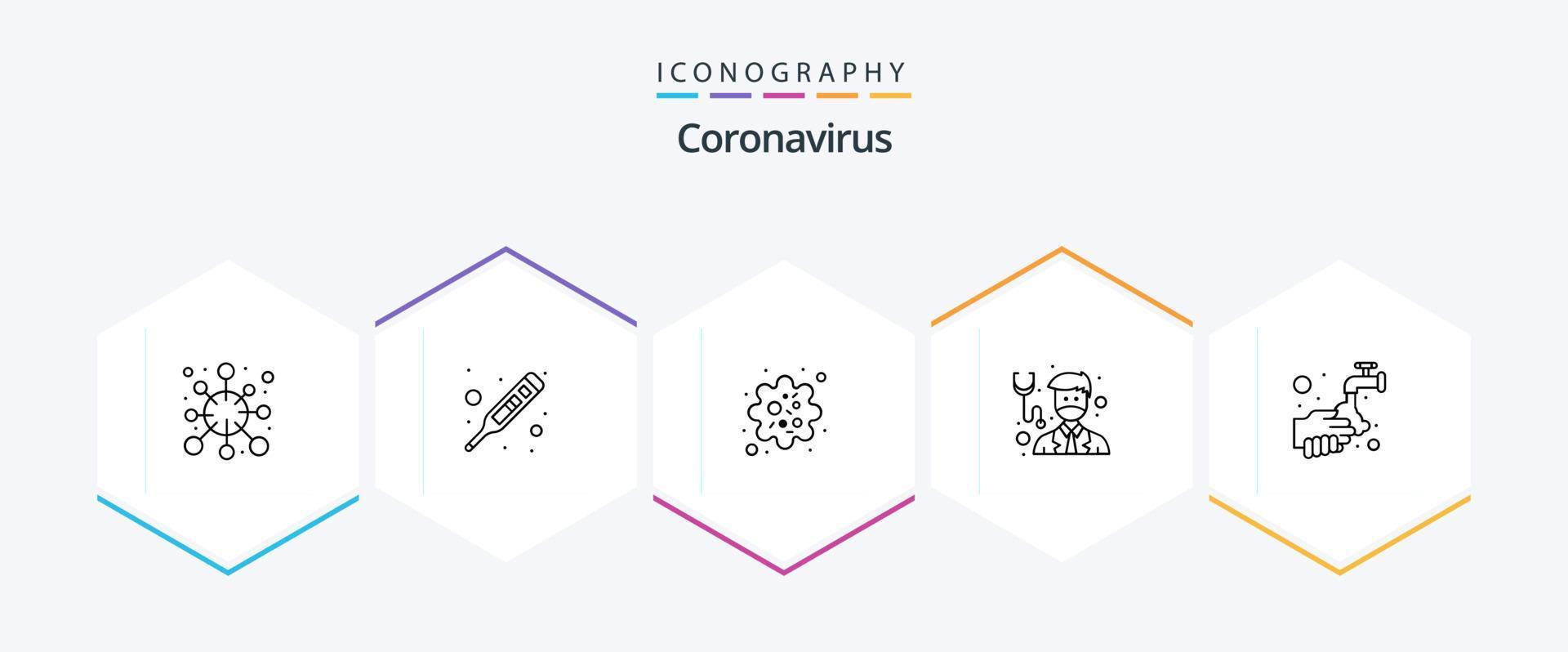 Coronavirus 25 Line icon pack including medical. healthcare. meter. doctor. pathogen vector