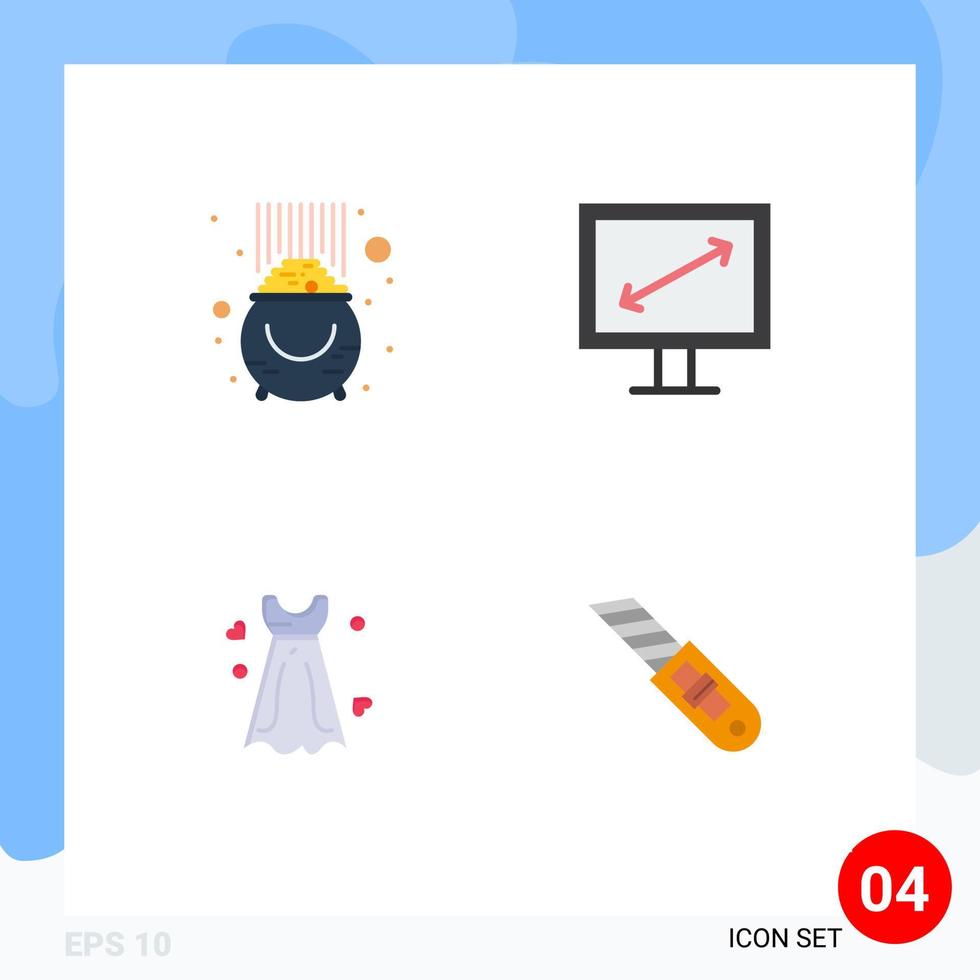 4 Thematic Vector Flat Icons and Editable Symbols of fortune women patrick display wedding Editable Vector Design Elements