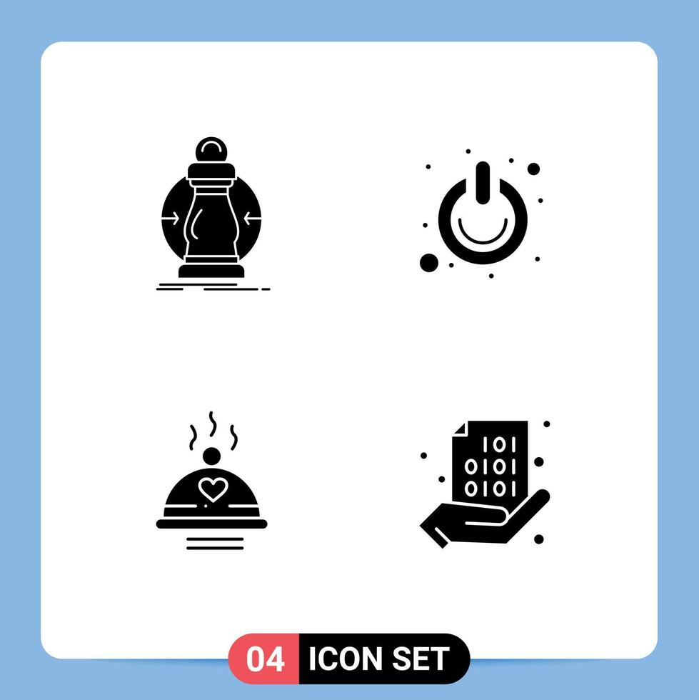 Group of 4 Modern Solid Glyphs Set for consumption switch lower off food Editable Vector Design Elements