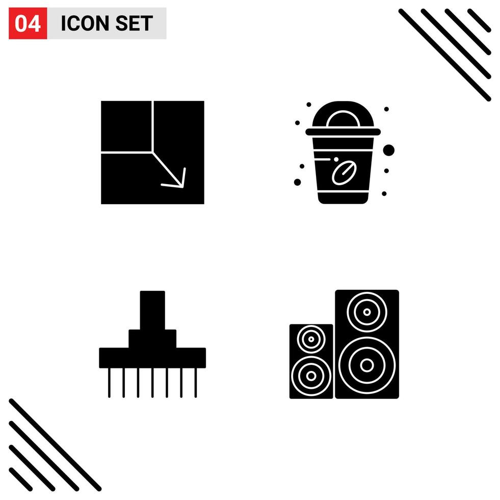 4 iconos creativos signos y símbolos modernos de café rural expandido combinan elementos de diseño vectorial editables de audio vector