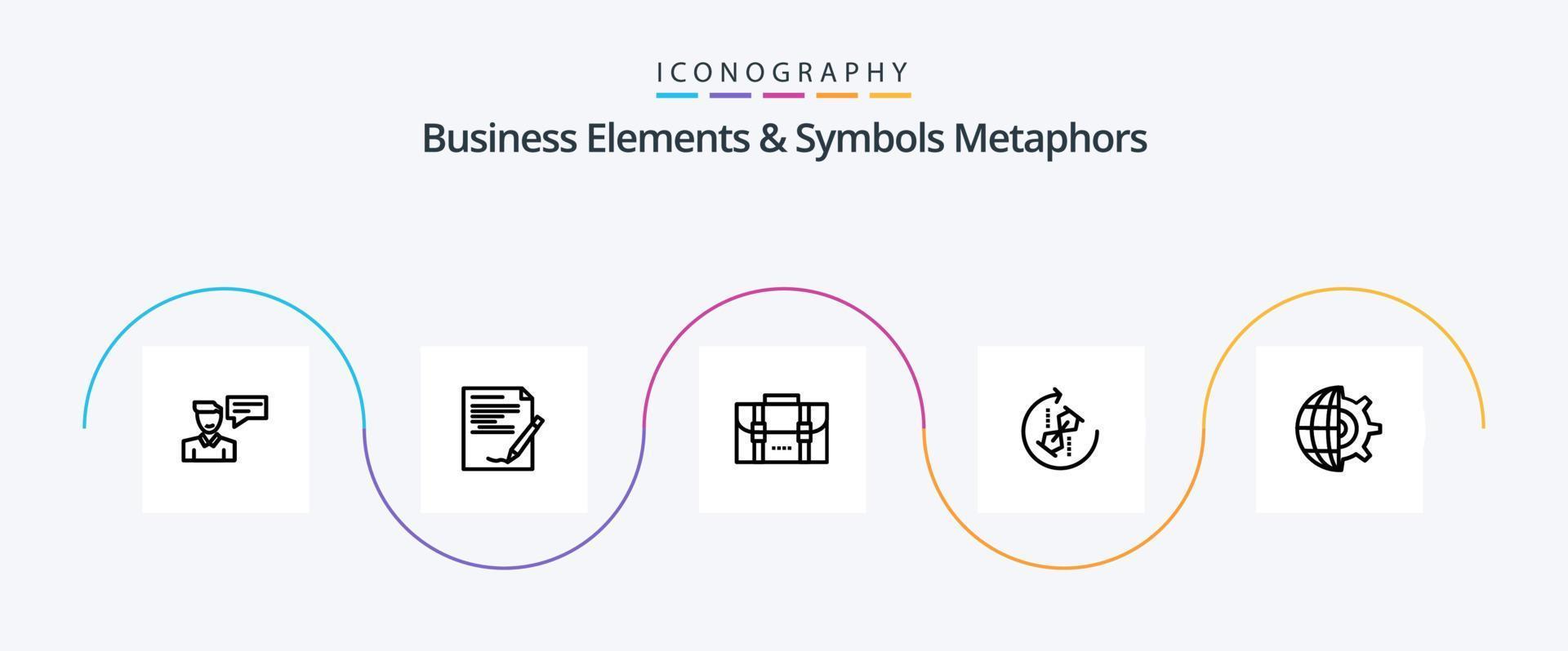 paquete de iconos de línea 5 de metáforas de elementos y símbolos de negocios que incluye rompecabezas. repetir. Nota. rompecabezas. viajar vector