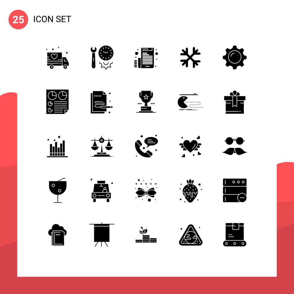 25 Thematic Vector Solid Glyphs and Editable Symbols of display canada electronic winter snow Editable Vector Design Elements