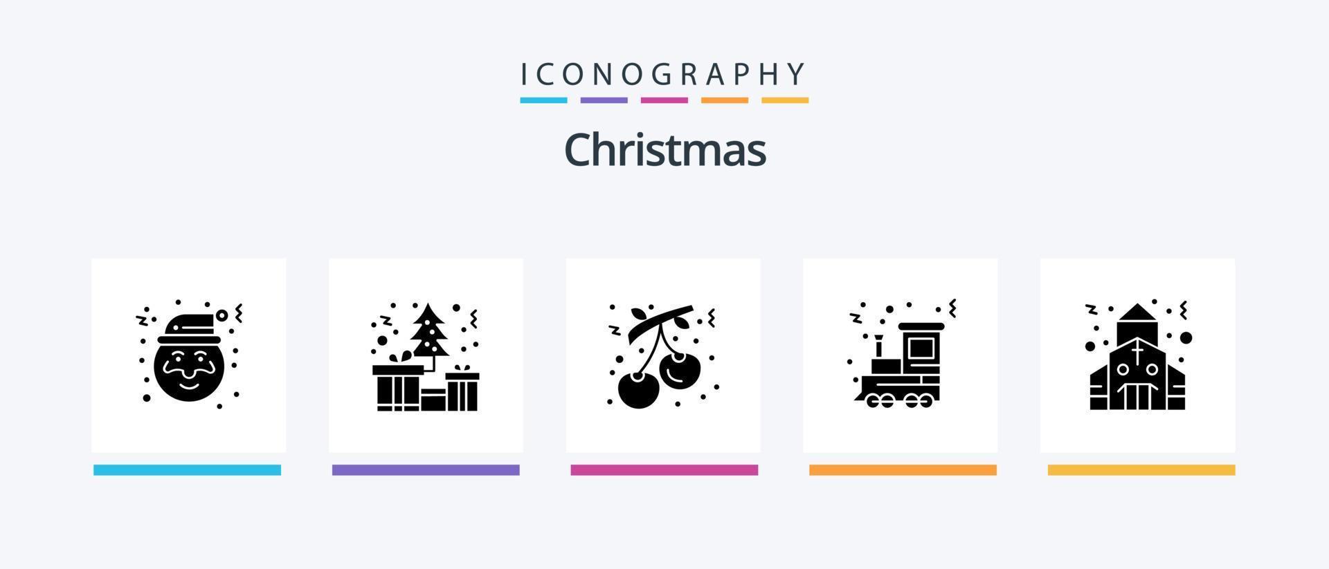 Christmas Glyph 5 Icon Pack Including christmas. train. christmas. holiday. christmas. Creative Icons Design vector