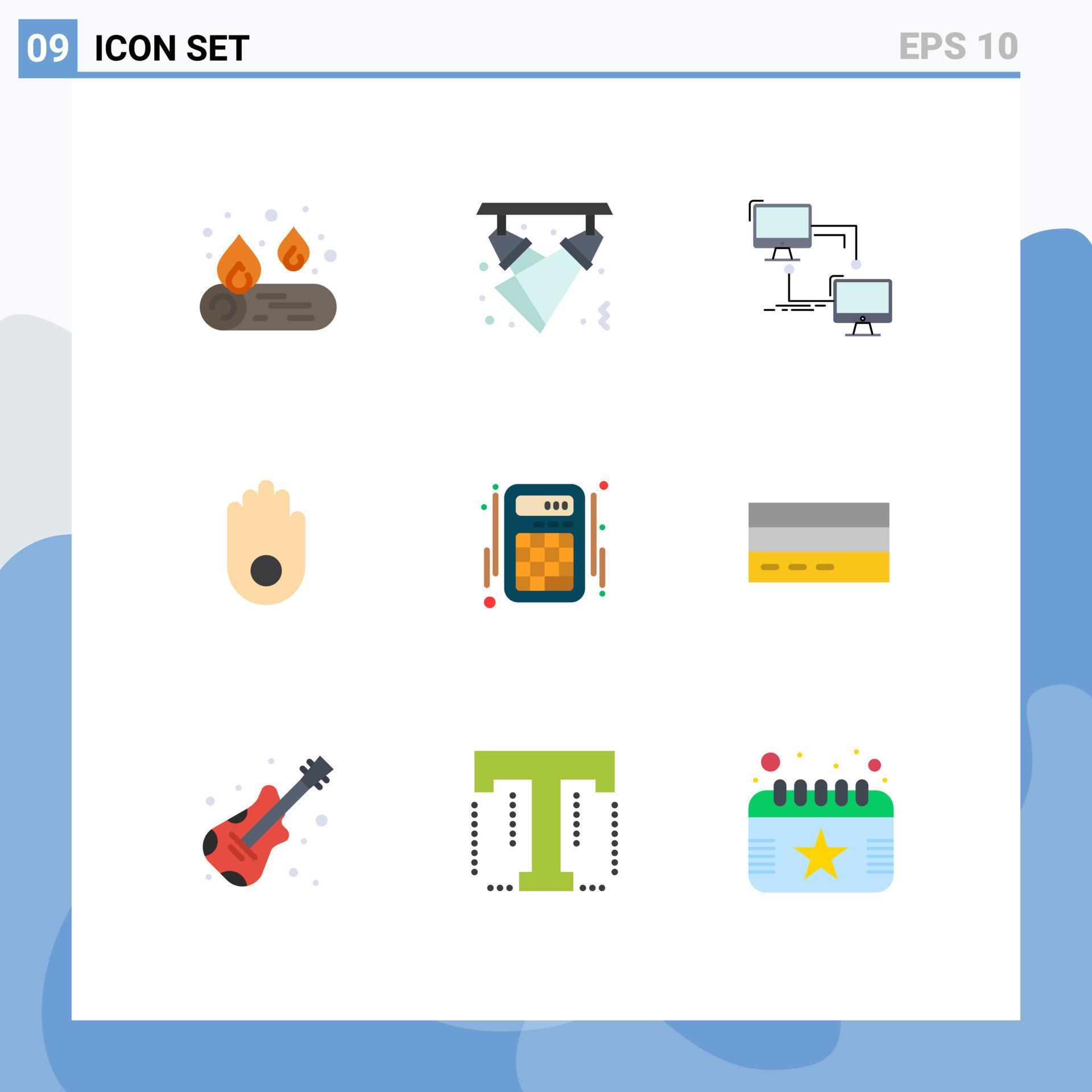 Set of 9 Modern UI Icons Symbols Signs for interaction palm local hand ...