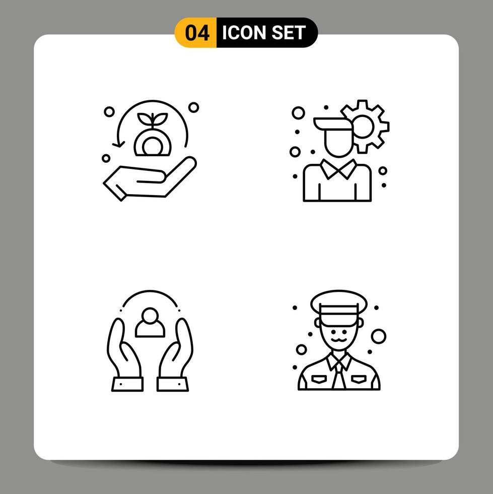 Pack of 4 Modern Filledline Flat Colors Signs and Symbols for Web Print Media such as insurance human safe user setting protection Editable Vector Design Elements