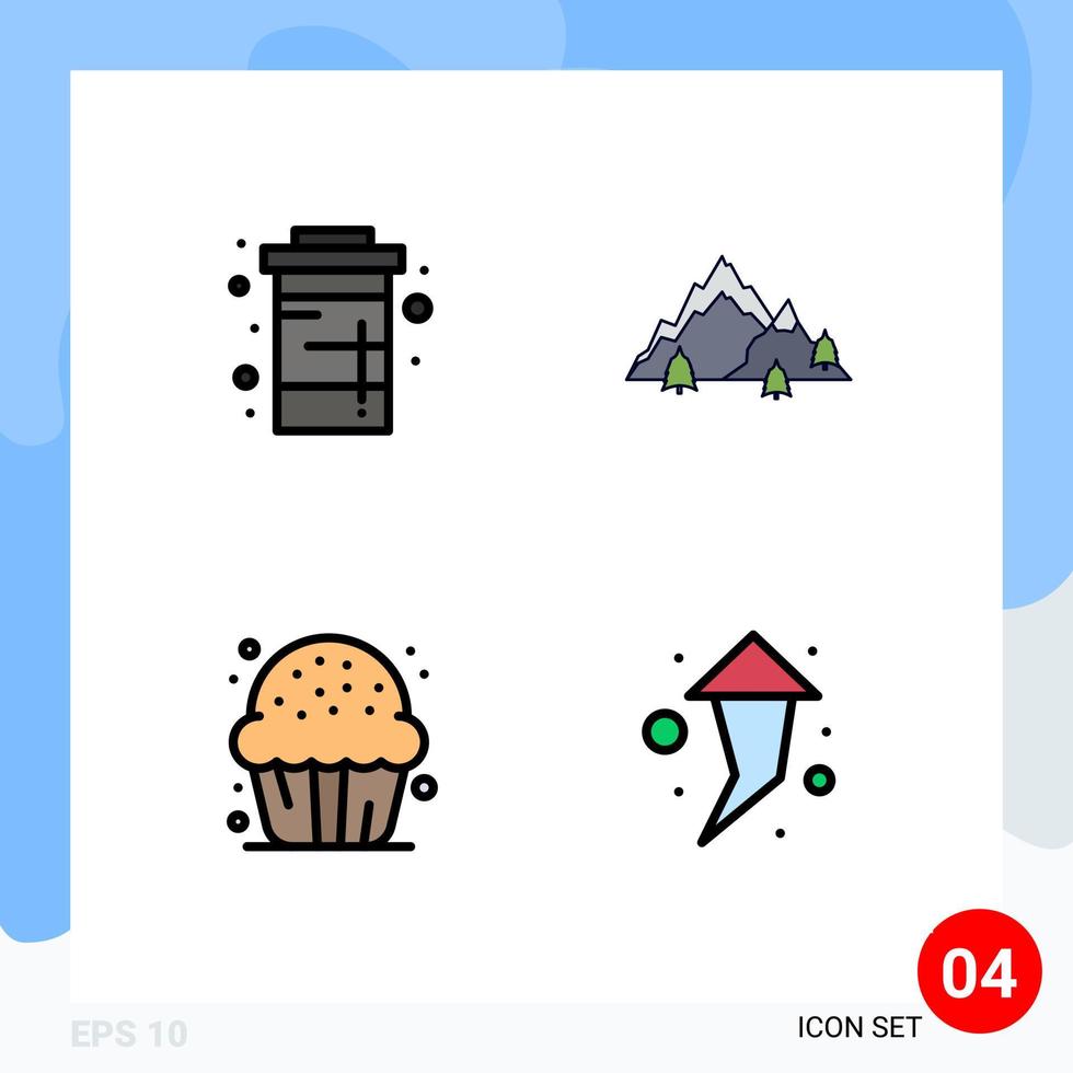 4 Thematic Vector Filledline Flat Colors and Editable Symbols of coke tree soda landscape cookie Editable Vector Design Elements