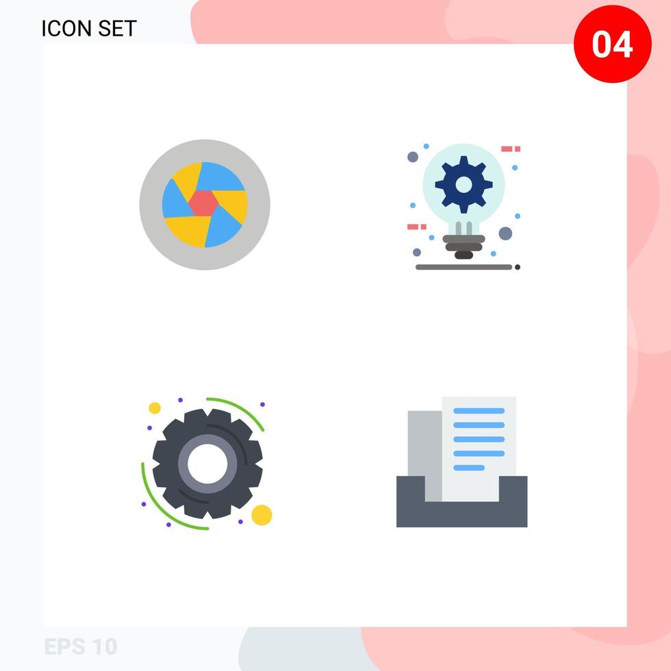 4 Universal Flat Icons Set for Web and Mobile Applications aperture idea movie construction options Editable Vector Design Elements