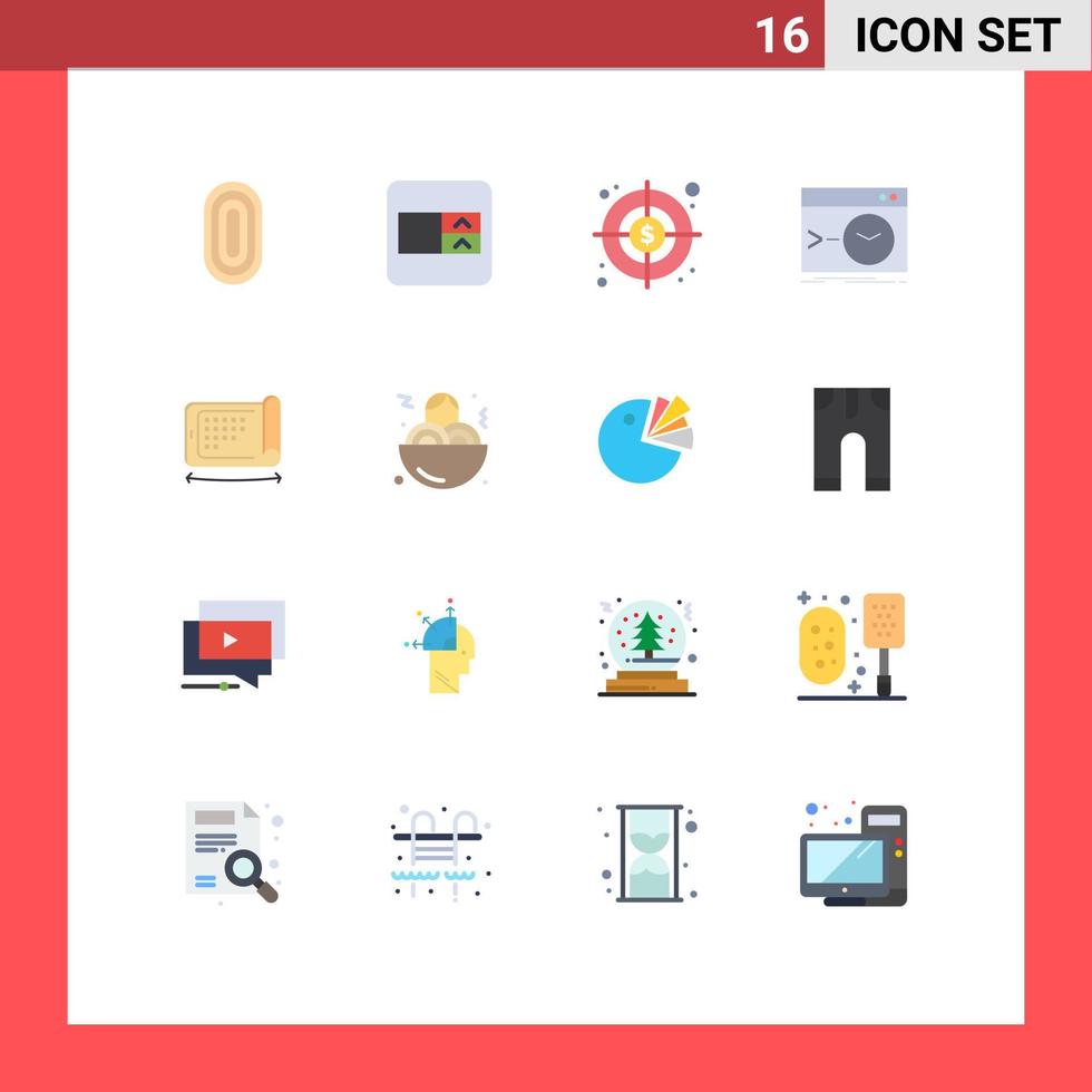 16 User Interface Flat Color Pack of modern Signs and Symbols of display terminal business software command Editable Pack of Creative Vector Design Elements