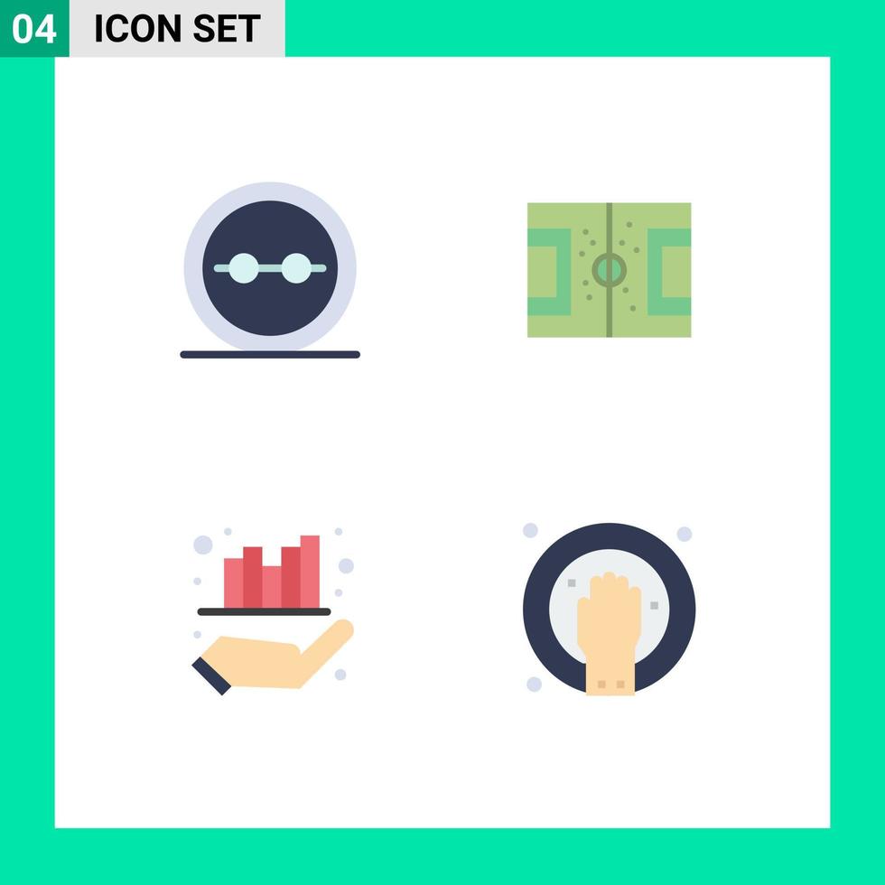 Pack of 4 Modern Flat Icons Signs and Symbols for Web Print Media such as eye glasses soccer glasses football management Editable Vector Design Elements