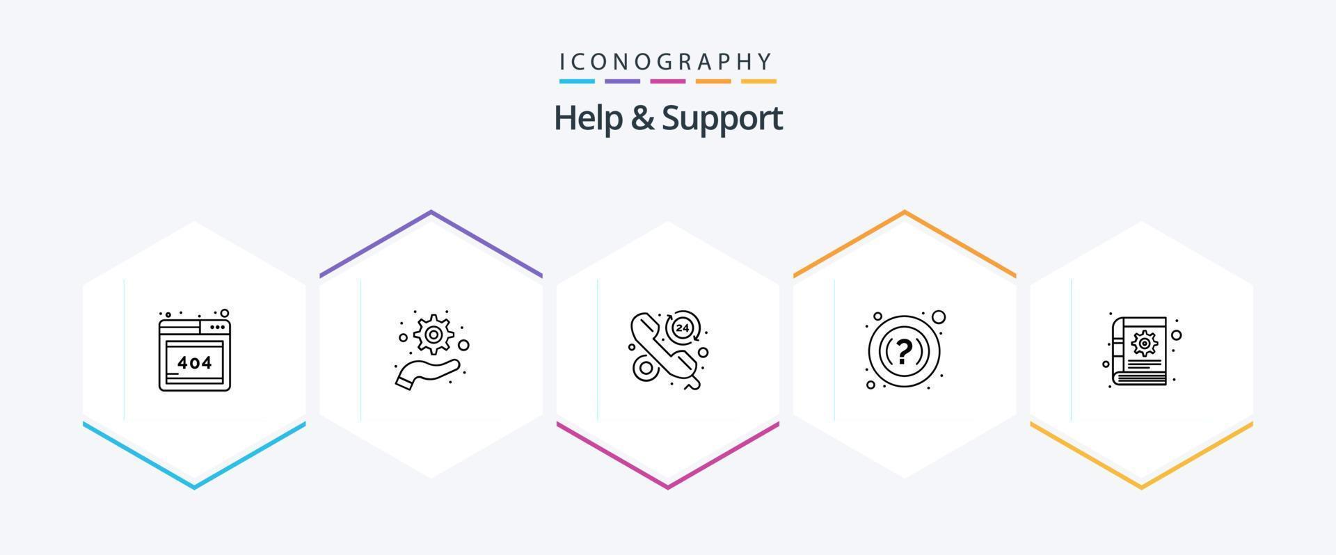 Help And Support 25 Line icon pack including notes. content. help. book. help vector