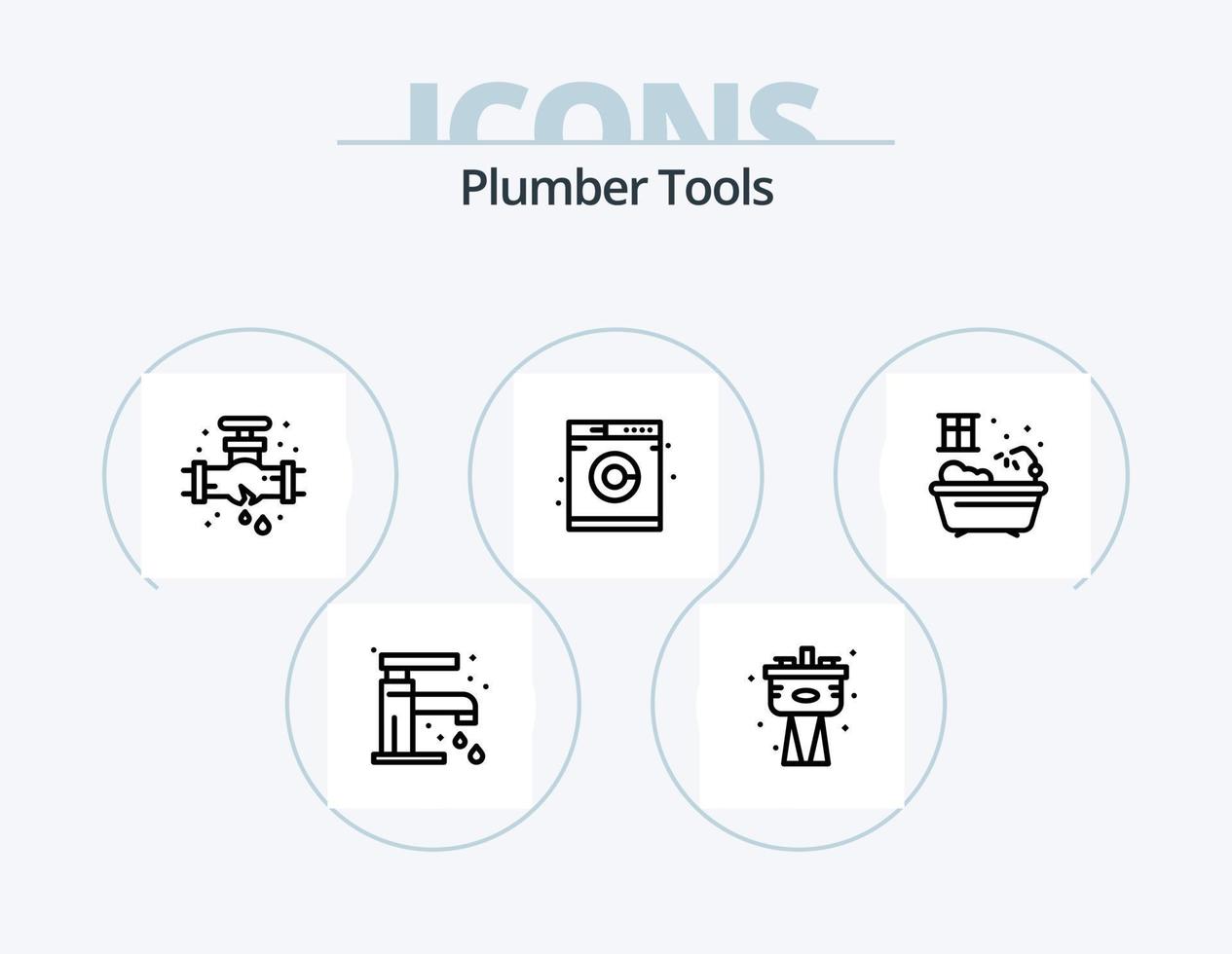 Plumber Line Icon Pack 5 Icon Design. tap. faucet. plumbing. bathroom. plumber vector