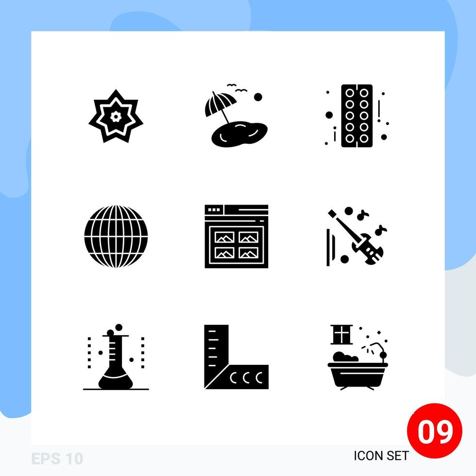 Stock Vector Icon Pack of 9 Line Signs and Symbols for page internet spring globe tablet Editable Vector Design Elements