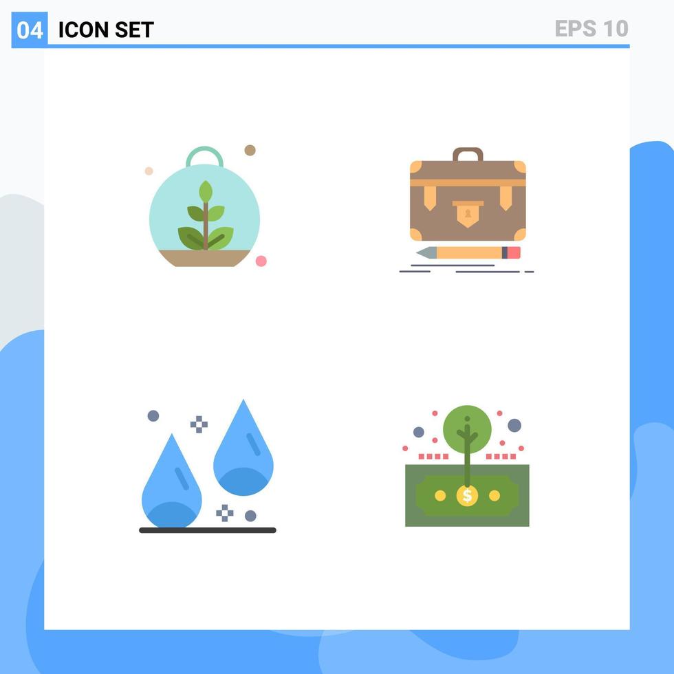 4 Thematic Vector Flat Icons and Editable Symbols of growing autumn spring financial food Editable Vector Design Elements